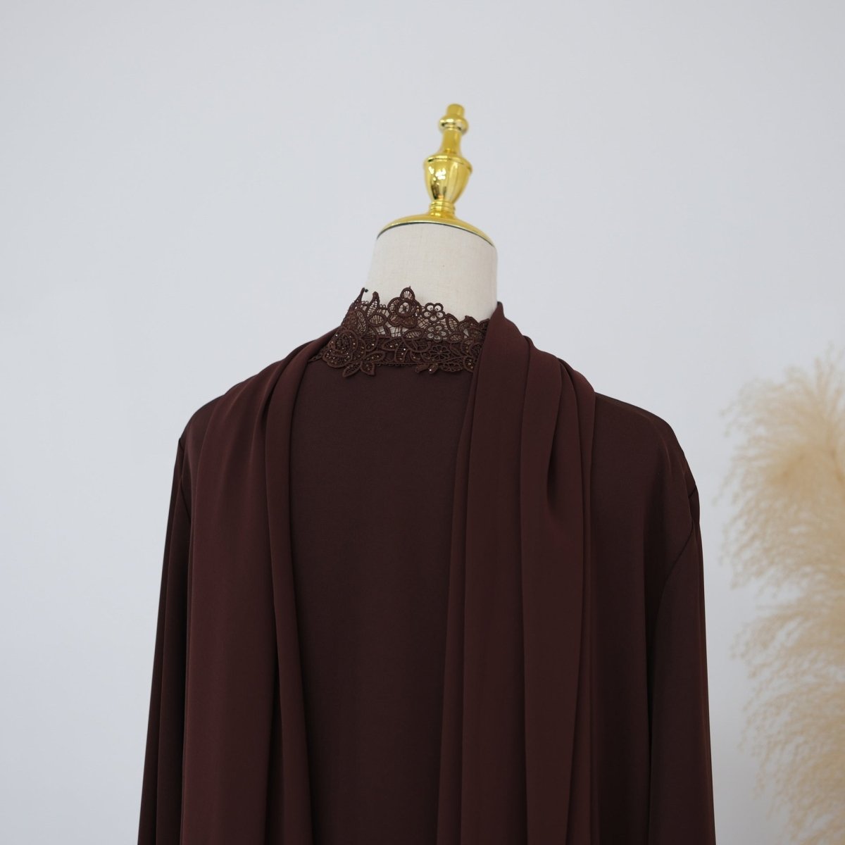 Lace-Trim Nida 3-Piece Abaya Set(MOA330) - Mariam's Collection