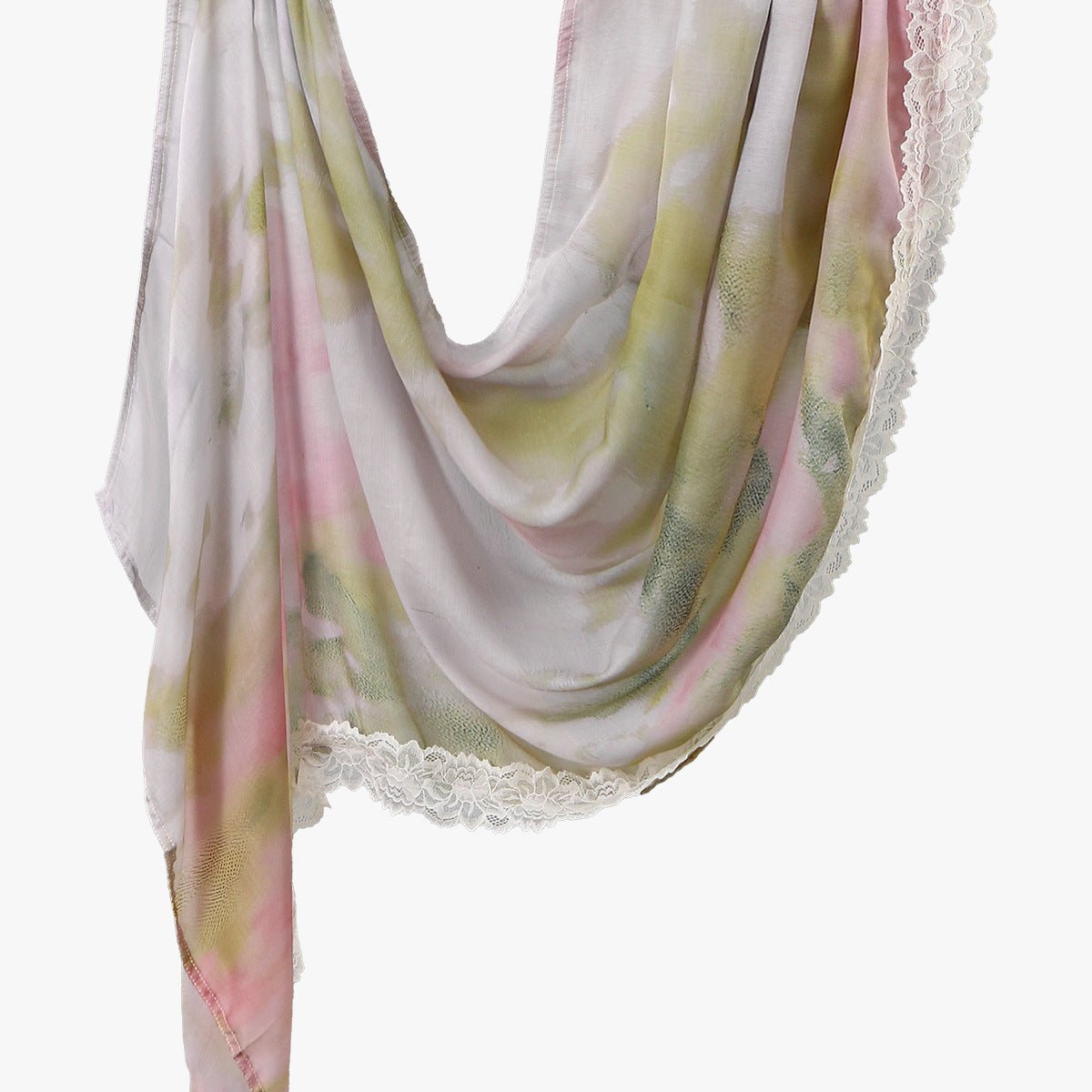 Lace Trim Print Hijab Shawl(MH224) - Mariam's Collection