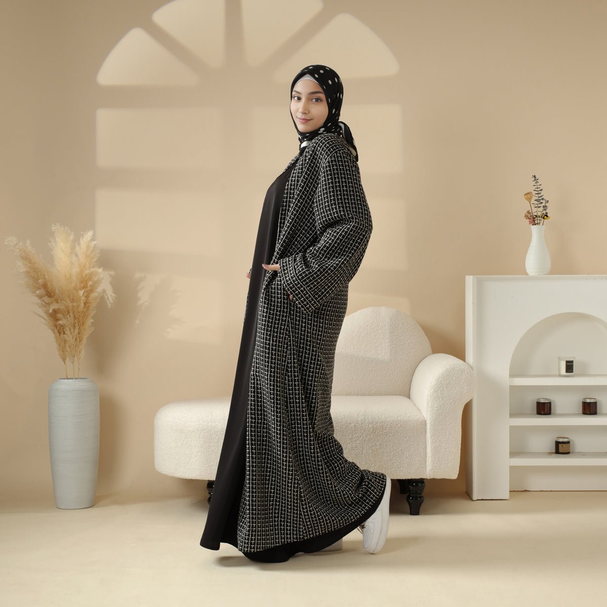 Lapel Coat Abaya (MOA018) - Mariam's Collection