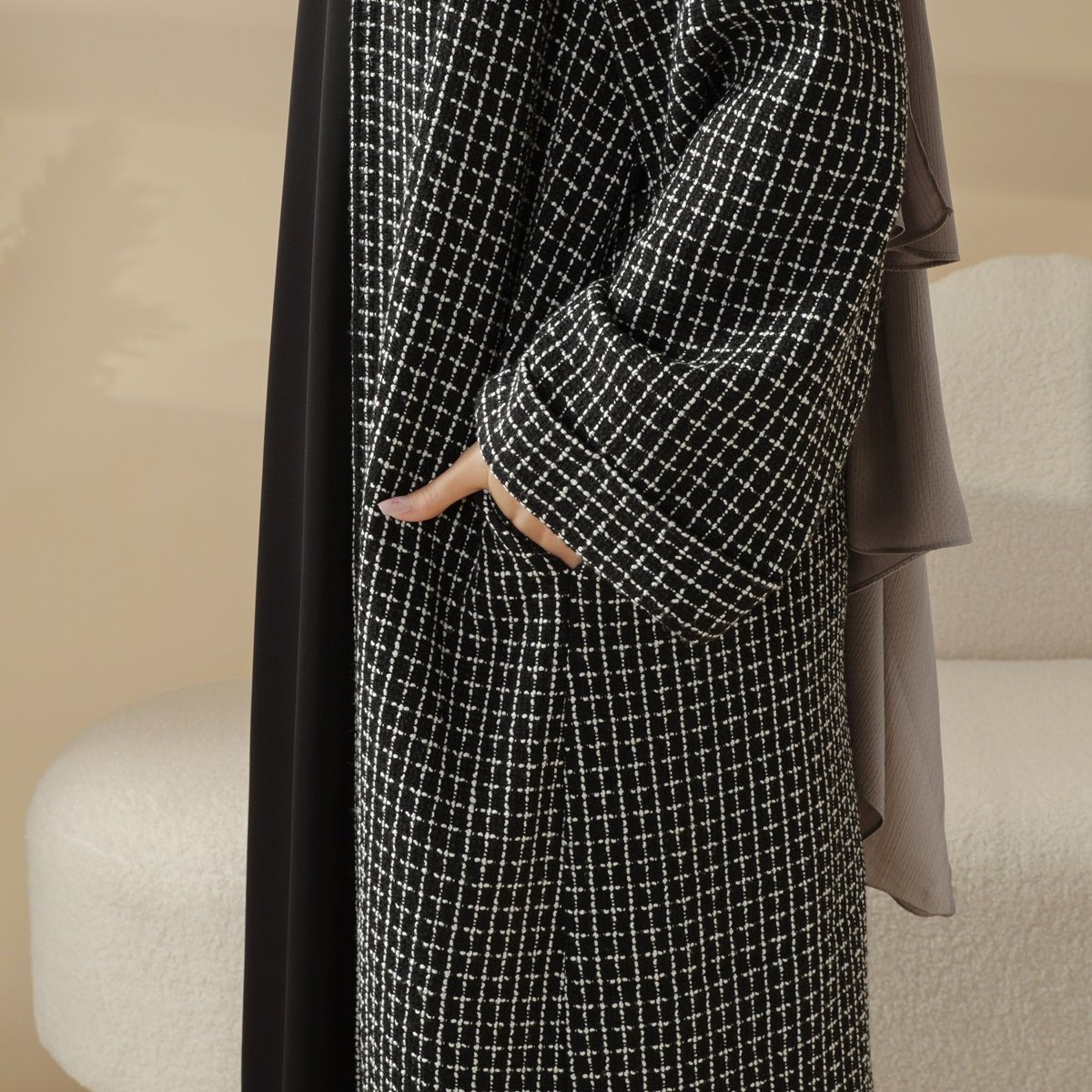 Lapel Coat Abaya (MOA018) - Mariam's Collection