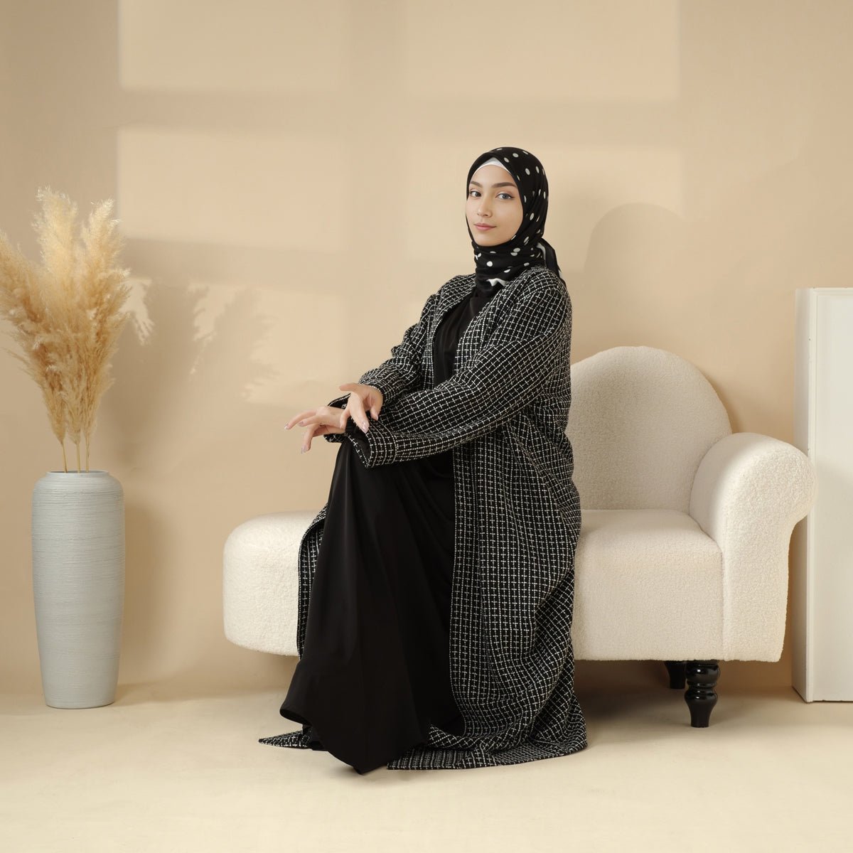 Lapel Coat Abaya (MOA018) - Mariam's Collection