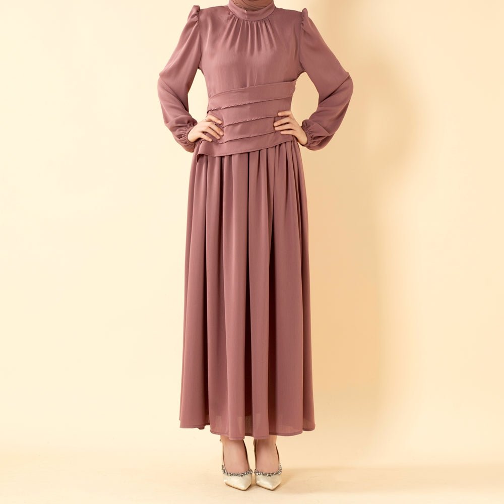 Layered Waist Zoom Maxi Dress (MS451) - Mariam's Collection