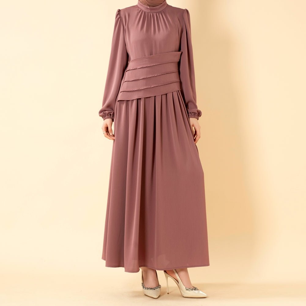 Layered Waist Zoom Maxi Dress (MS451) - Mariam's Collection