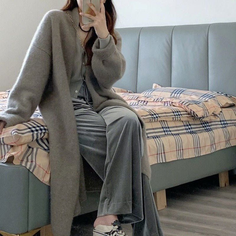 Lazy Style Mid - Length Knit Cardigan(MS156) - Mariam's Collection