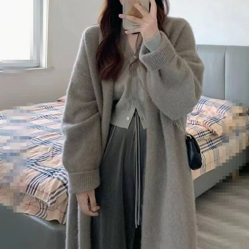 Lazy Style Mid - Length Knit Cardigan(MS156) - Mariam's Collection