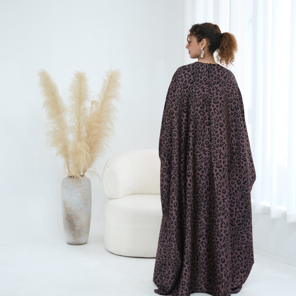 Leopard Print Batwing Maxi Dress(MA447) - Mariam's Collection