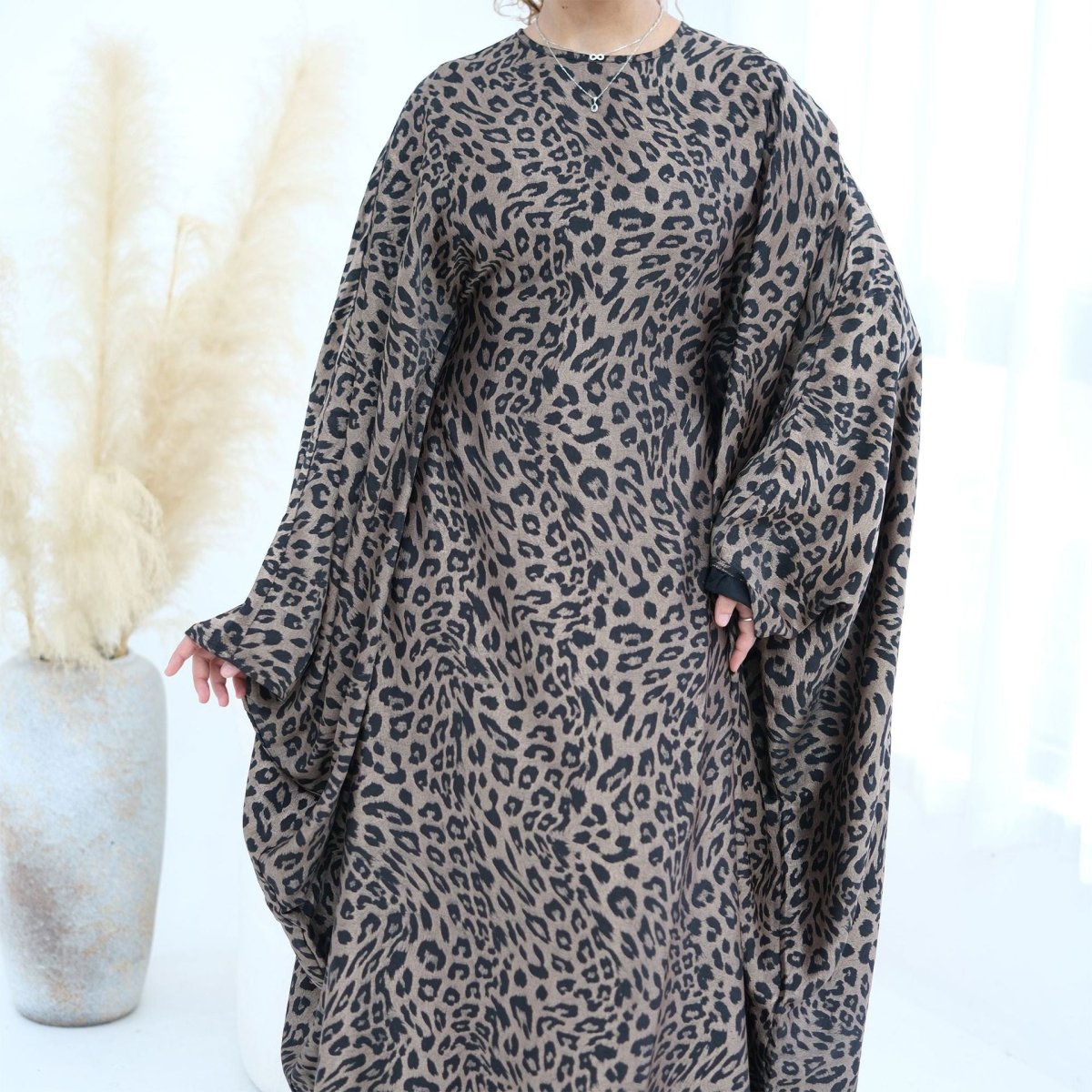 Leopard Print Batwing Maxi Dress(MA447) - Mariam's Collection