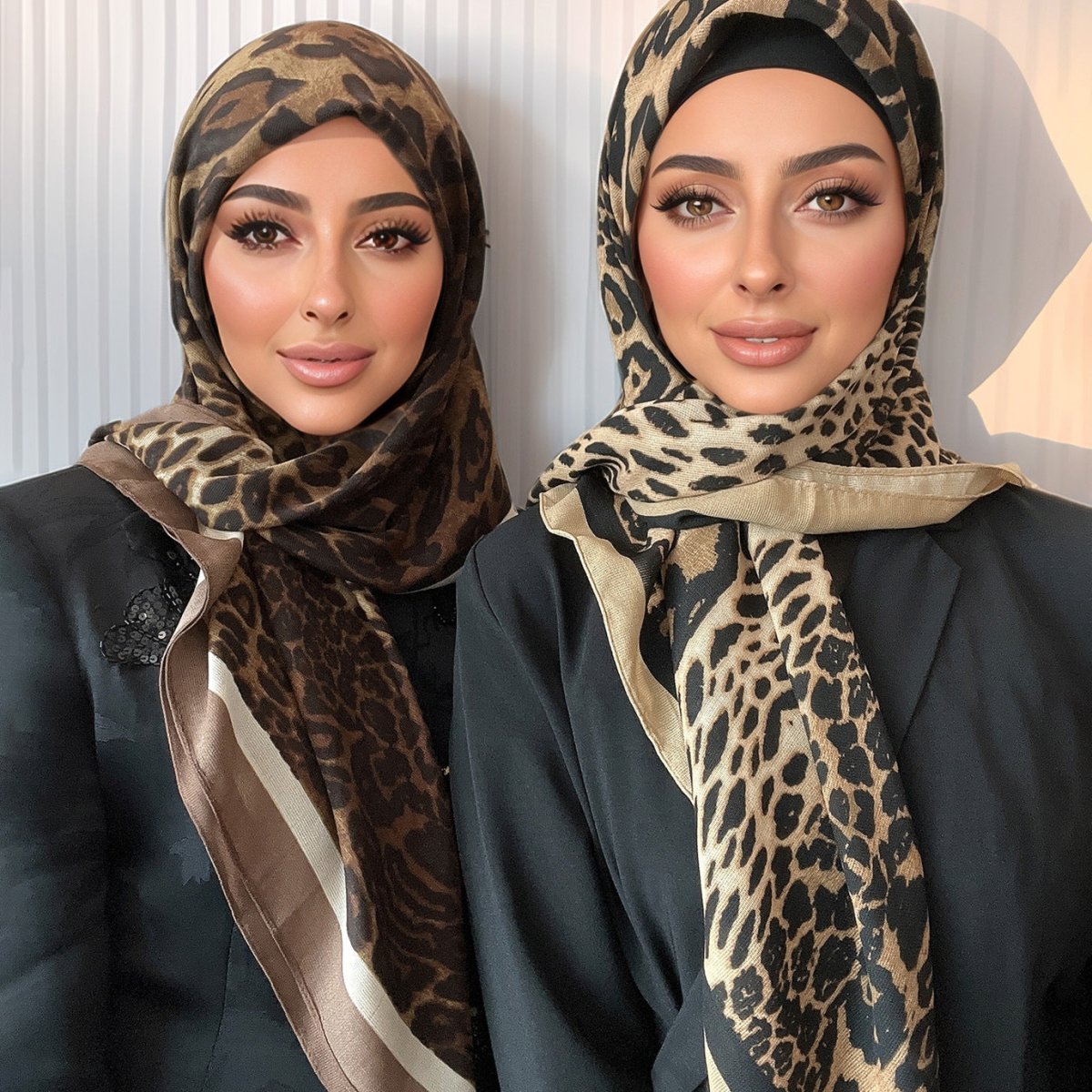 Leopard Print Square Scarf Hijab (MH182) - Mariam's Collection