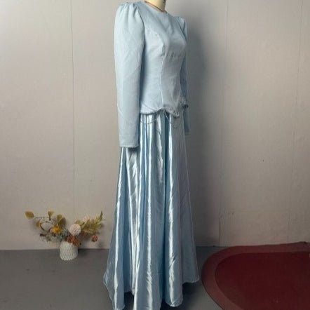 Light Blue Structured Shoulder Dress Set(MS298) - Mariam's Collection