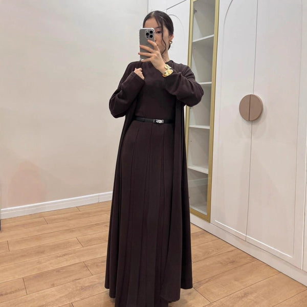 long black dress with cardigan Open & Pleated Set(MS195) apricot / L Girl Size:18-24 months crafted from a comfortable Women Vintage 1950s Embroidered long sleeves wedding dresses