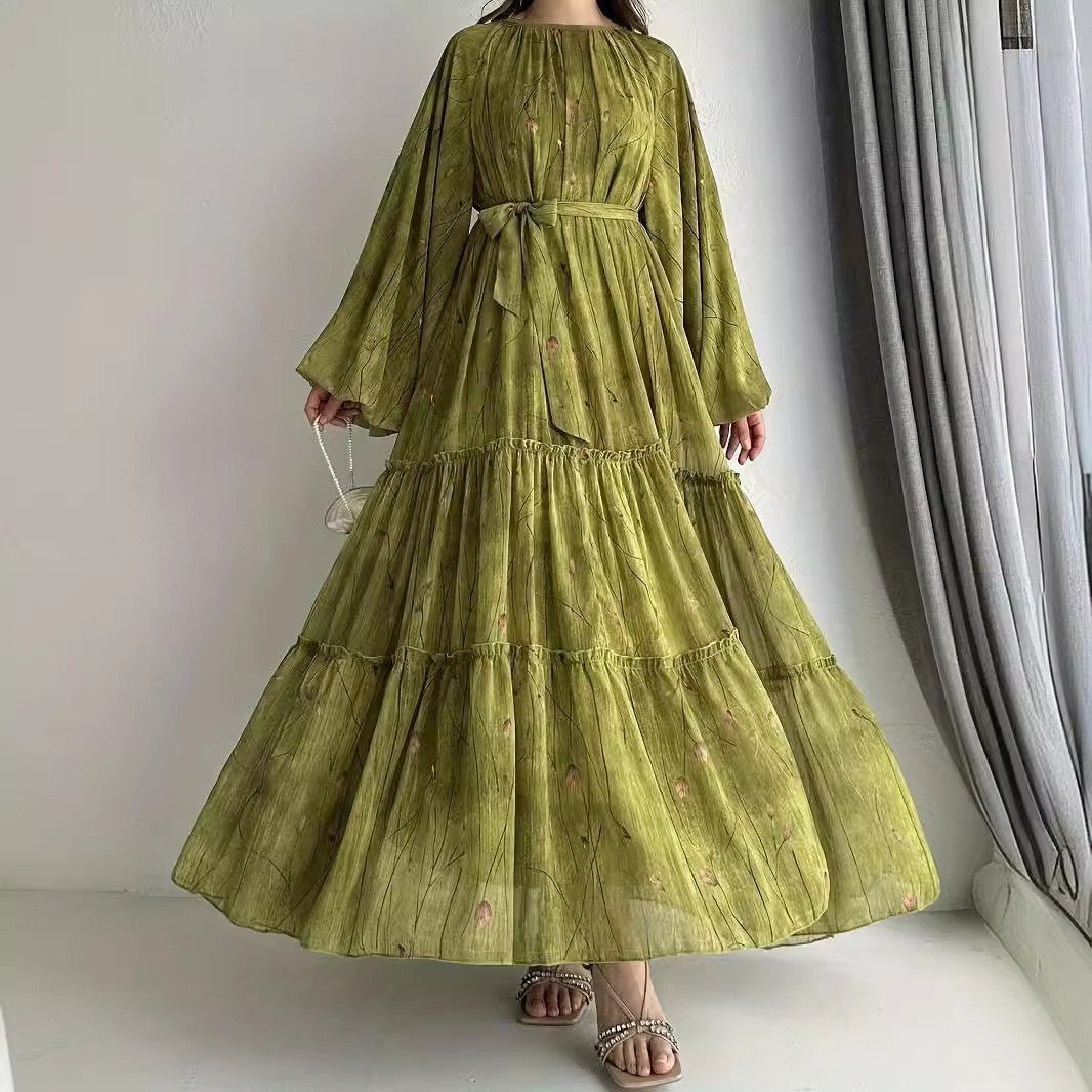 black long sleeve maxi wrap dress Long Sleeve Faux Wrap A Line Gown