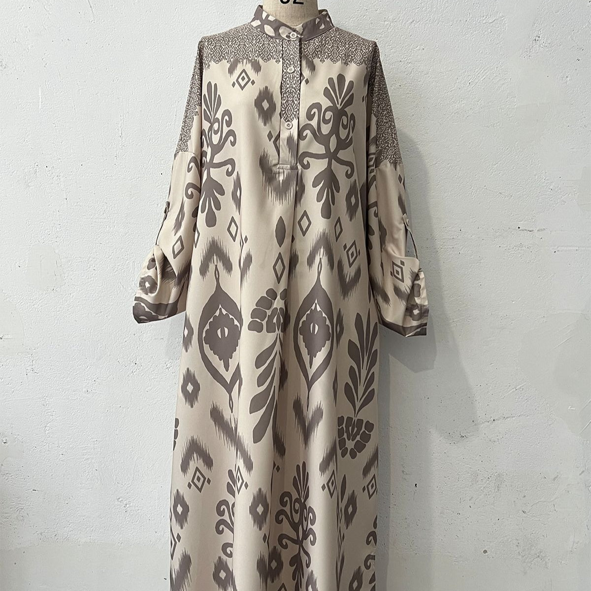 ethnic maxi dress with sleeves Embellished Printed Cut-Out Detail Maxi Ethnic Dress S