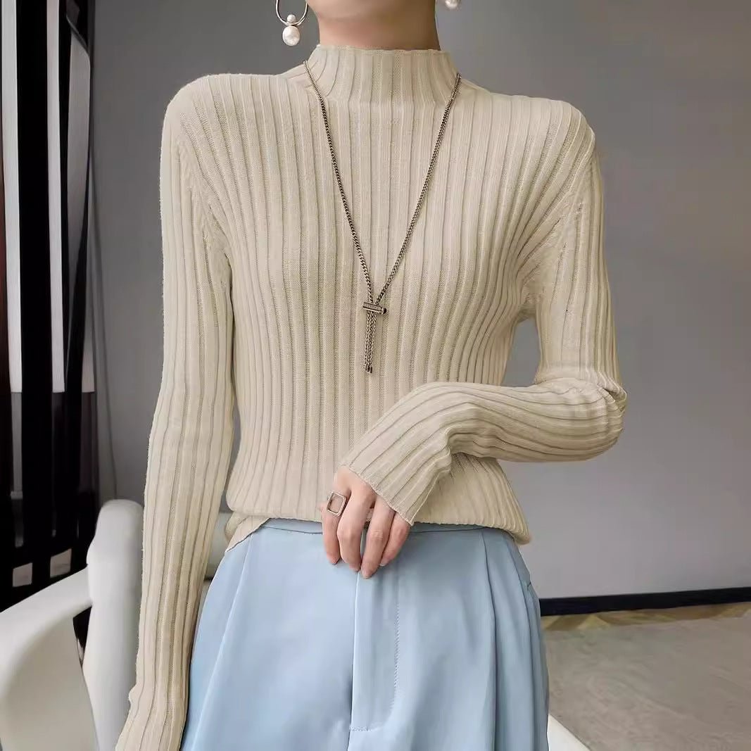 Long Sleeve Pullover Solid Color Knitted Sweater (MS065) - Mariam's Collection