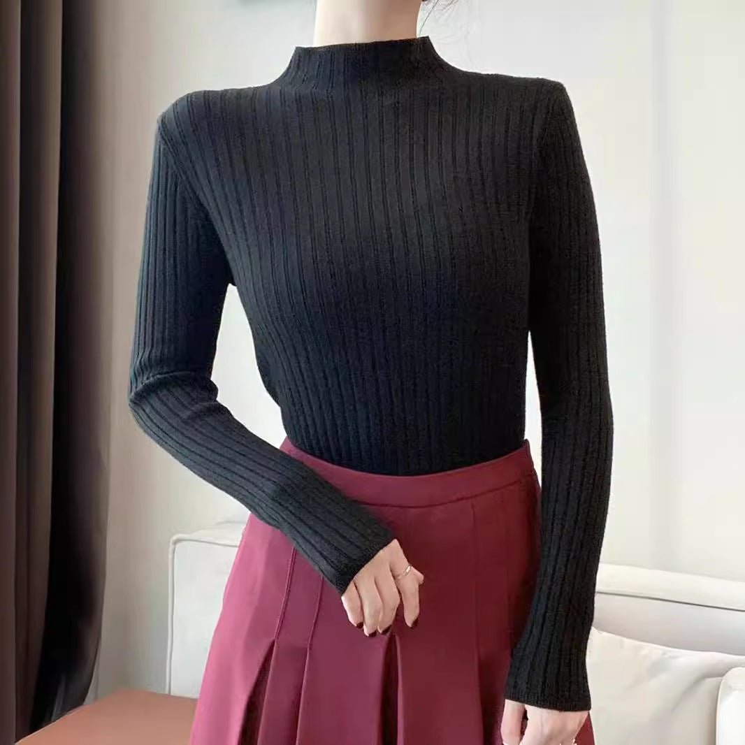 Long Sleeve Pullover Solid Color Knitted Sweater (MS065) - Mariam's Collection