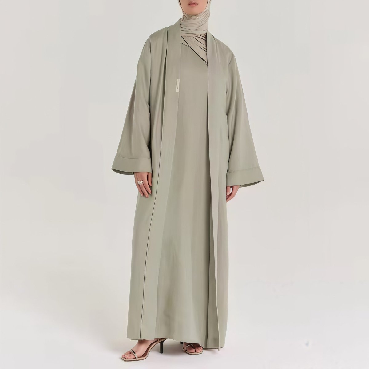 Longline Shawl Collar Cardigan Abaya(MOA266) - Mariam's Collection