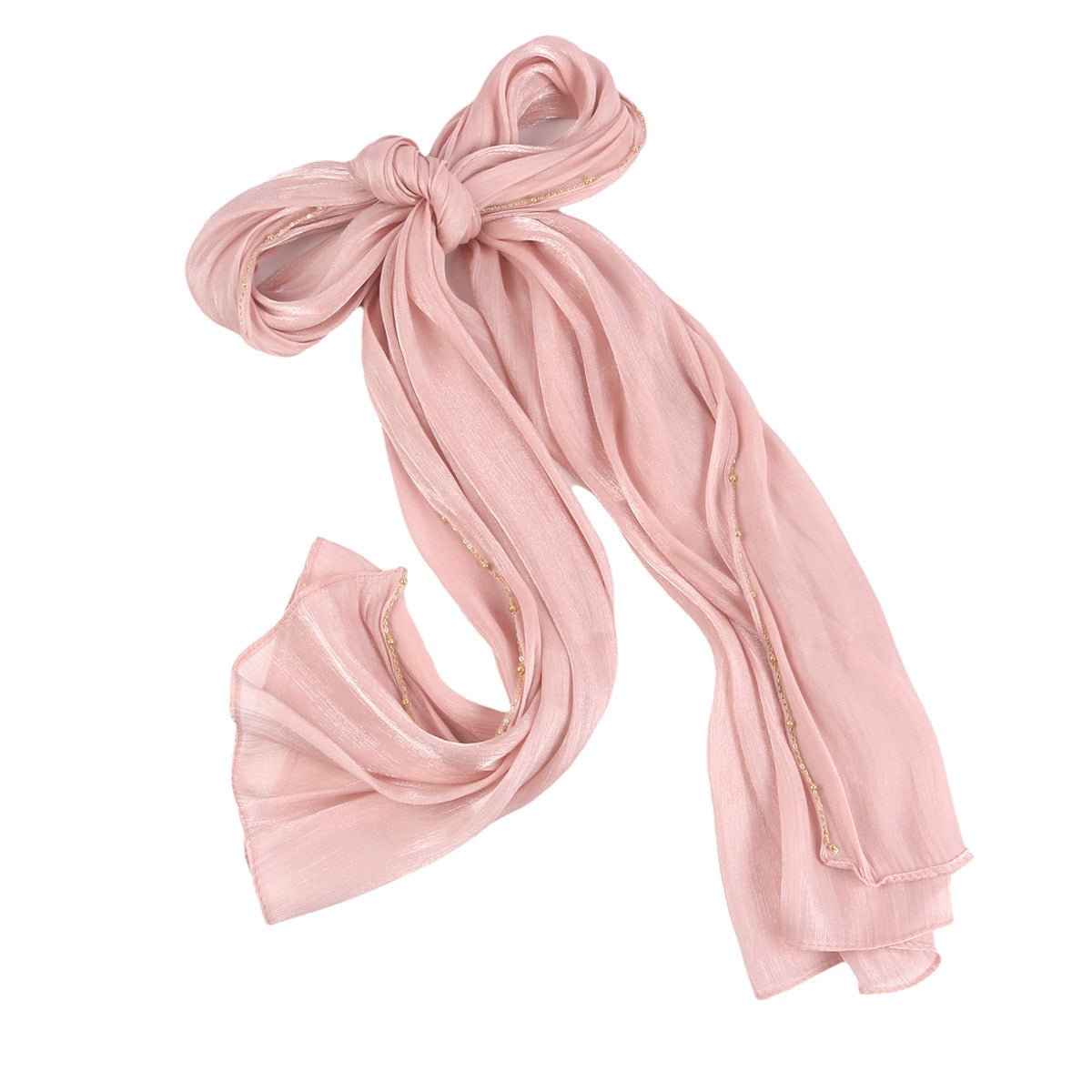 Lustrous Thread Hijab with Satin & Crinkle Texture, Featuring Metal Chain (MH142) - Mariam's Collection