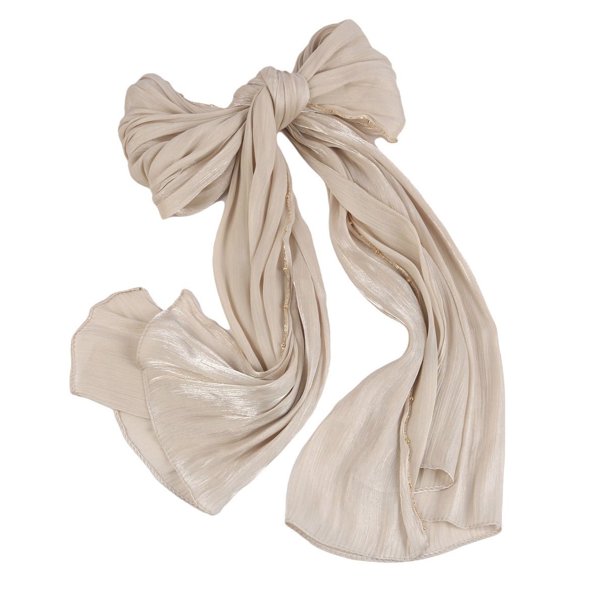 Lustrous Thread Hijab with Satin & Crinkle Texture, Featuring Metal Chain (MH142) - Mariam's Collection
