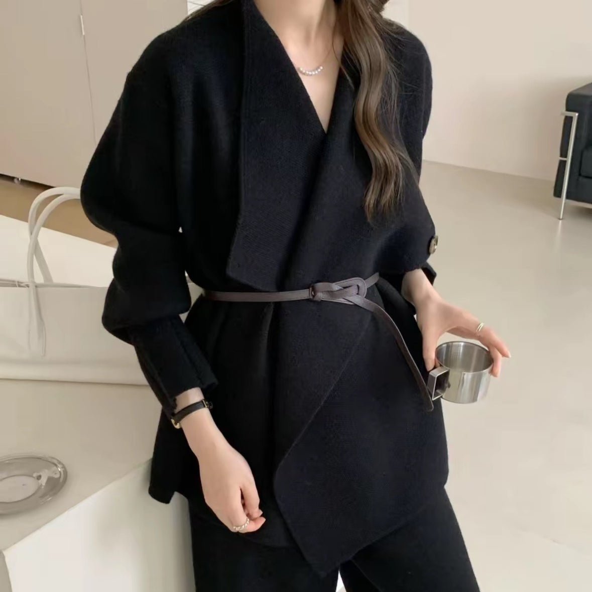 Luxe Knit Blazer & Wide - Leg Pants Set(MS197) - Mariam's Collection