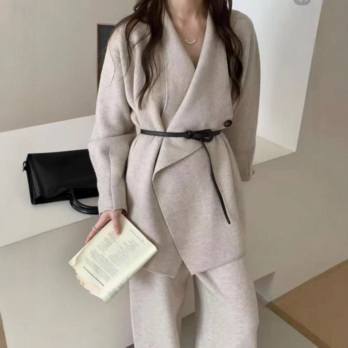 Luxe Knit Blazer & Wide - Leg Pants Set(MS197) - Mariam's Collection