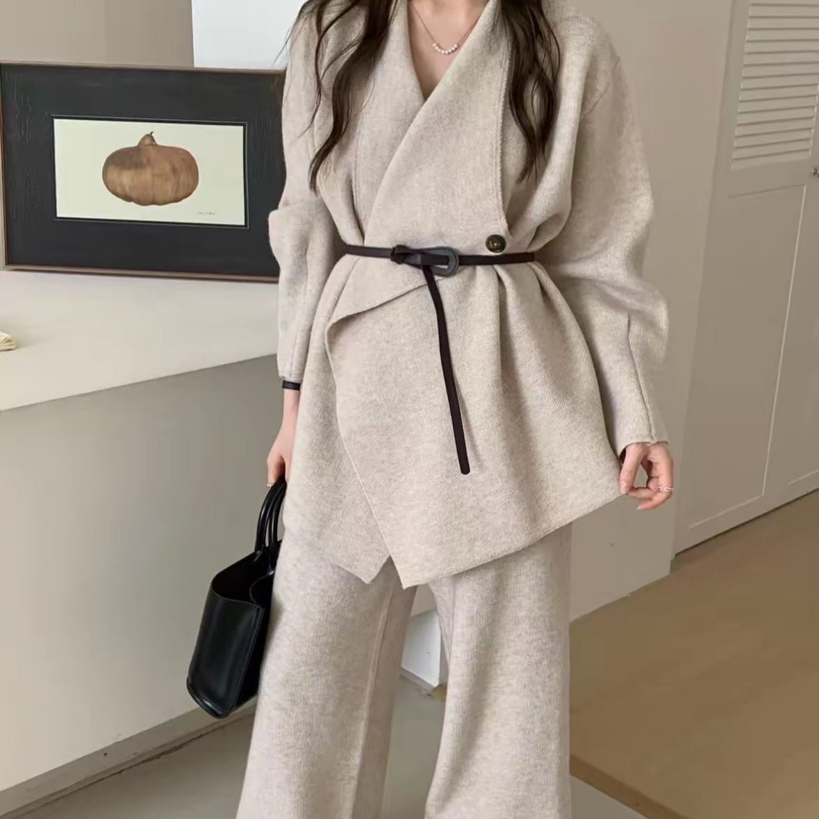 Luxe Knit Blazer & Wide - Leg Pants Set(MS197) - Mariam's Collection