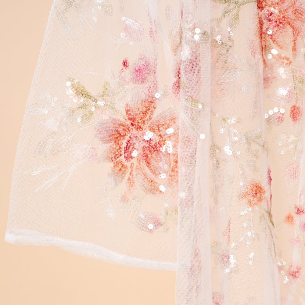 Luxury 3D Floral Sequin Embroidered Open Abaya for Weddings & Eid(MOA306) - Mariam's Collection
