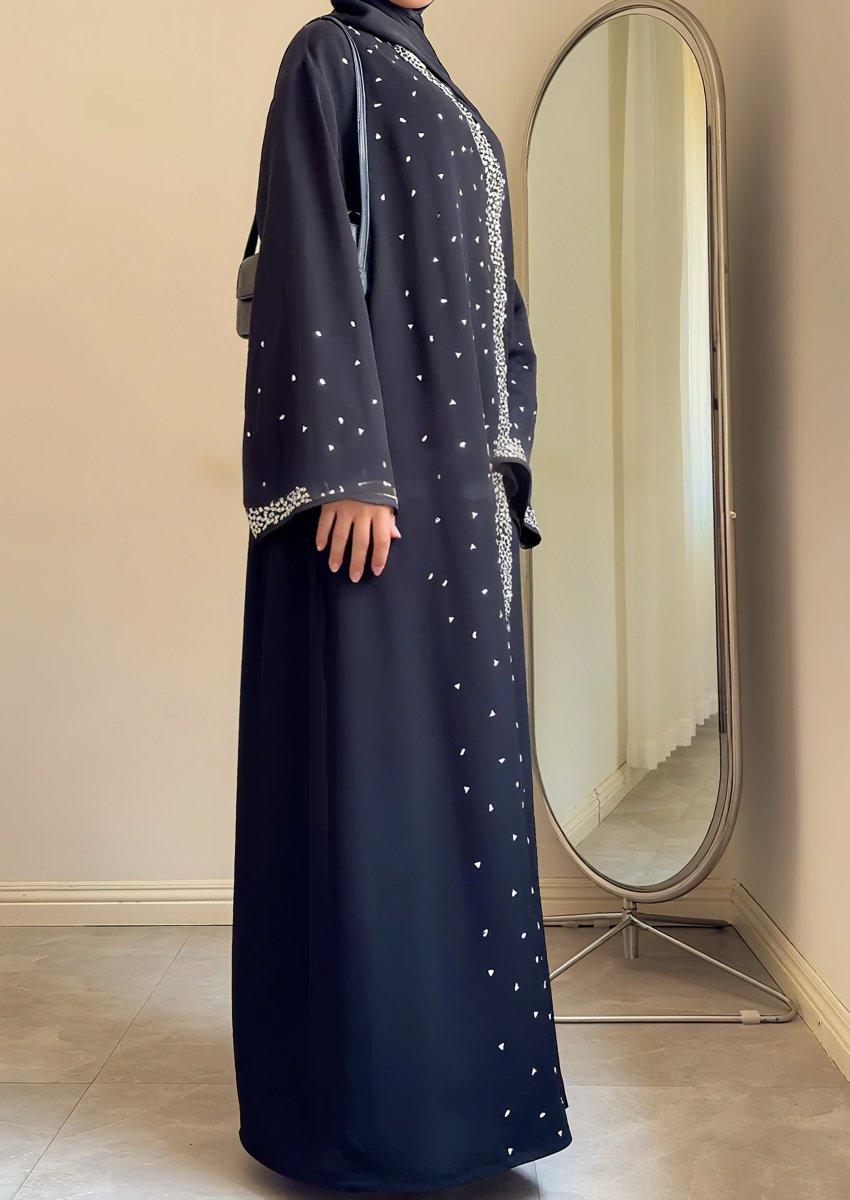 Luxury Black Crystal Embellished Abaya(MOA240) - Mariam's Collection