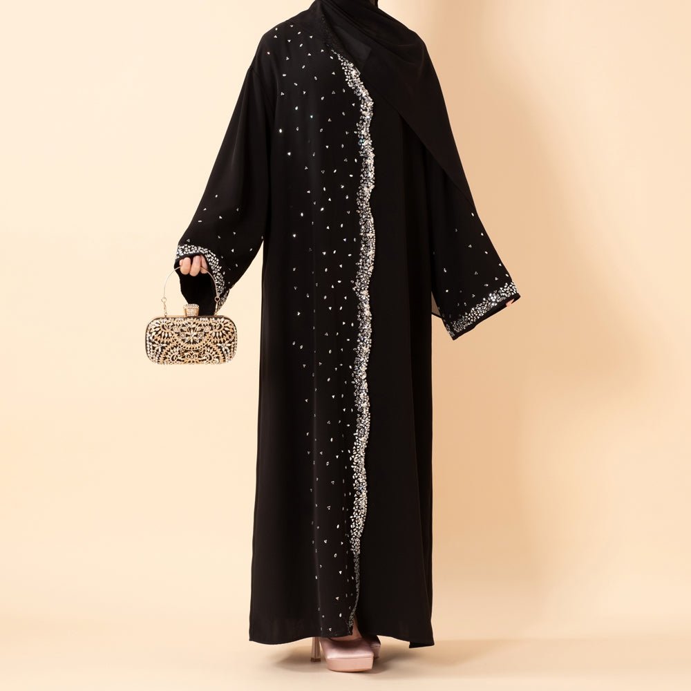 Luxury Black Starry Diamond Abaya (MOA240) - Mariam's Collection