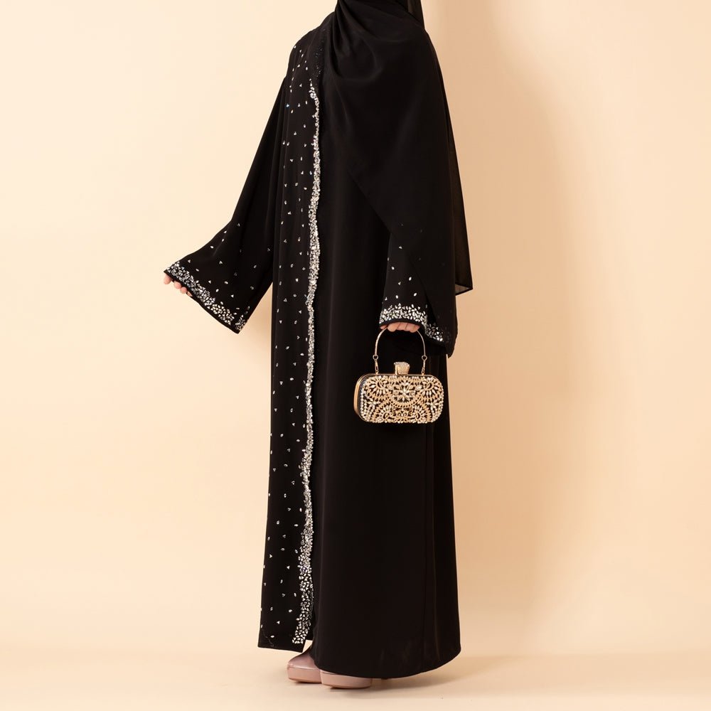 Luxury Black Starry Diamond Abaya (MOA240) - Mariam's Collection