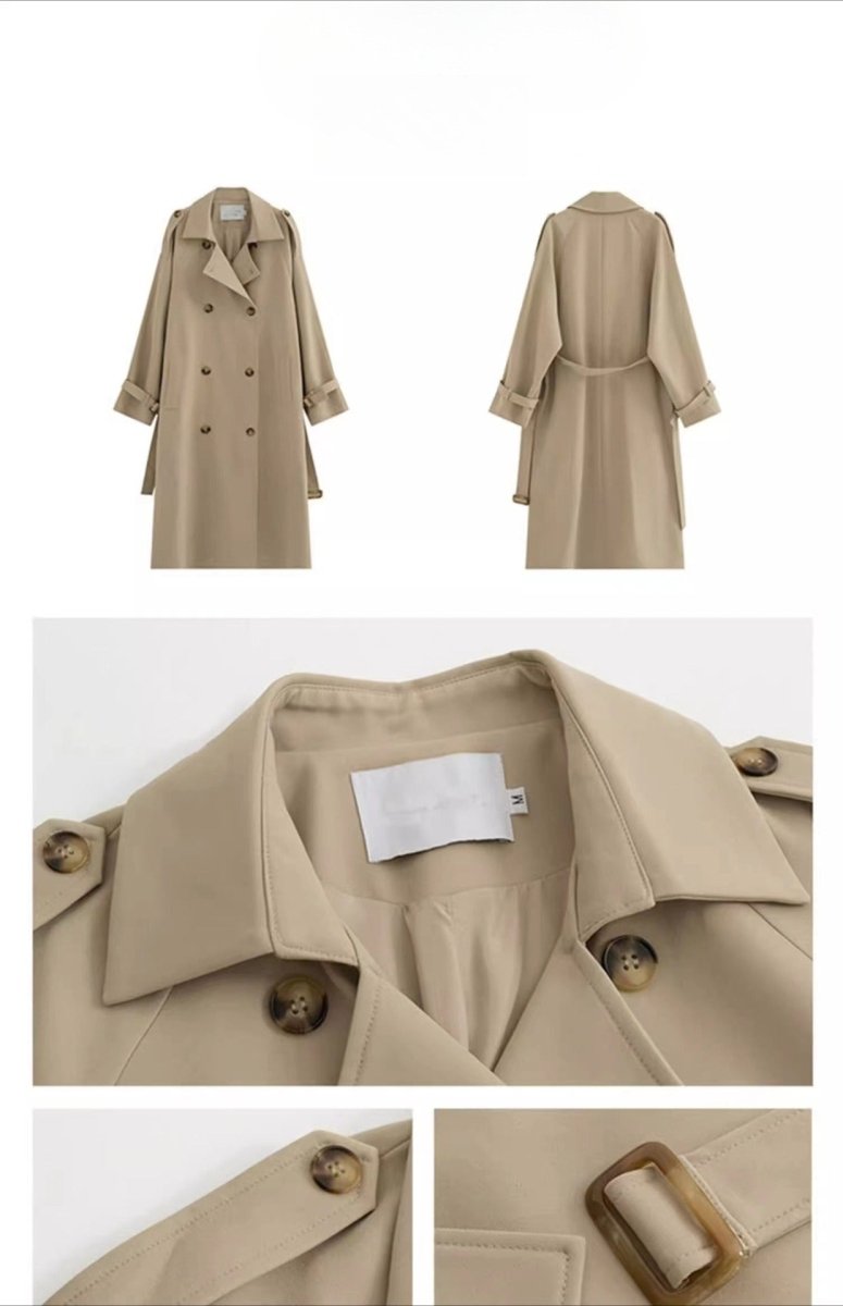 Luxury Chenille Trench Coat | Double - Breasted Extra Long Belted Jacket (MS146) - Mariam's Collection
