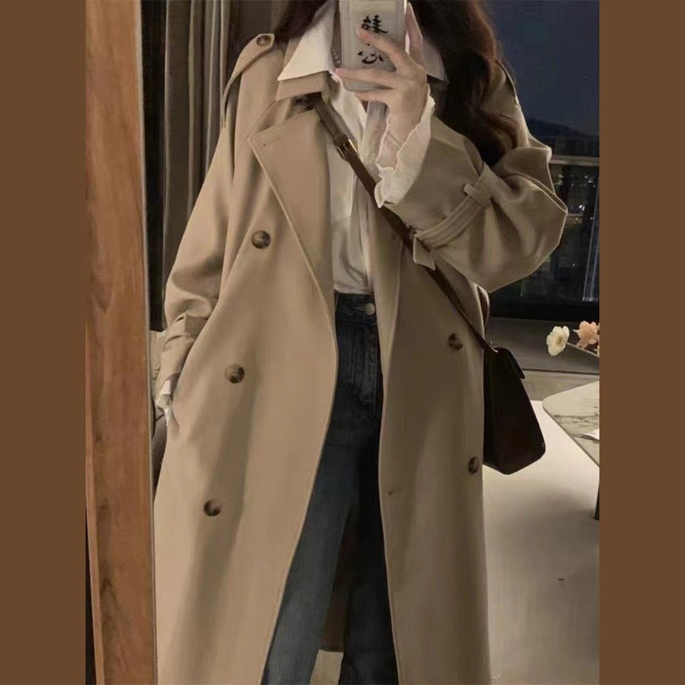 Luxury Chenille Trench Coat | Double - Breasted Extra Long Belted Jacket (MS146) - Mariam's Collection