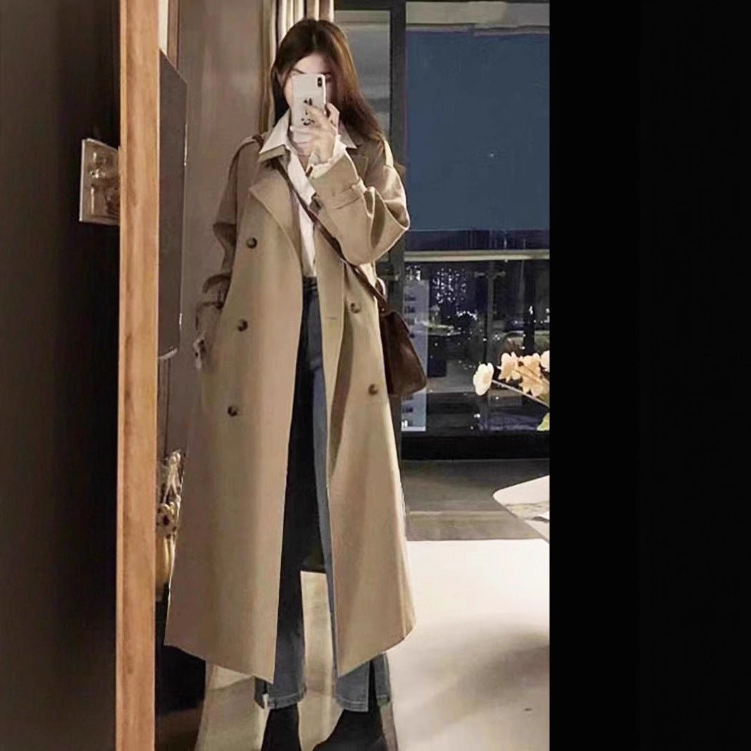 Luxury Chenille Trench Coat | Double - Breasted Extra Long Belted Jacket (MS146) - Mariam's Collection