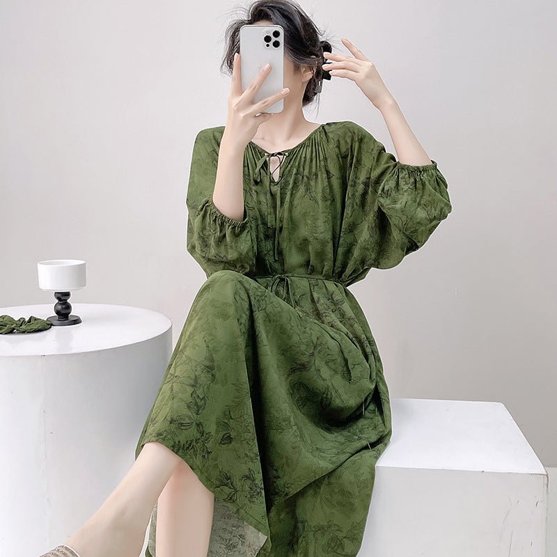 Luxury Cotton Silk Long Sleeve Nightdress Beach Cover Up Dress.(MS087) - Mariam's Collection