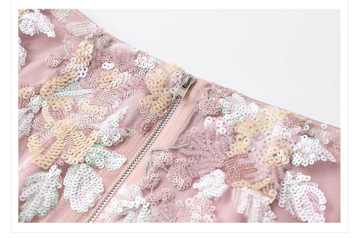 Luxury Embroidered Floral Jacket & Skirt Set(MS307) - Mariam's Collection