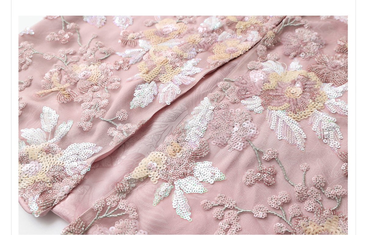 Luxury Embroidered Floral Jacket & Skirt Set(MS307) - Mariam's Collection