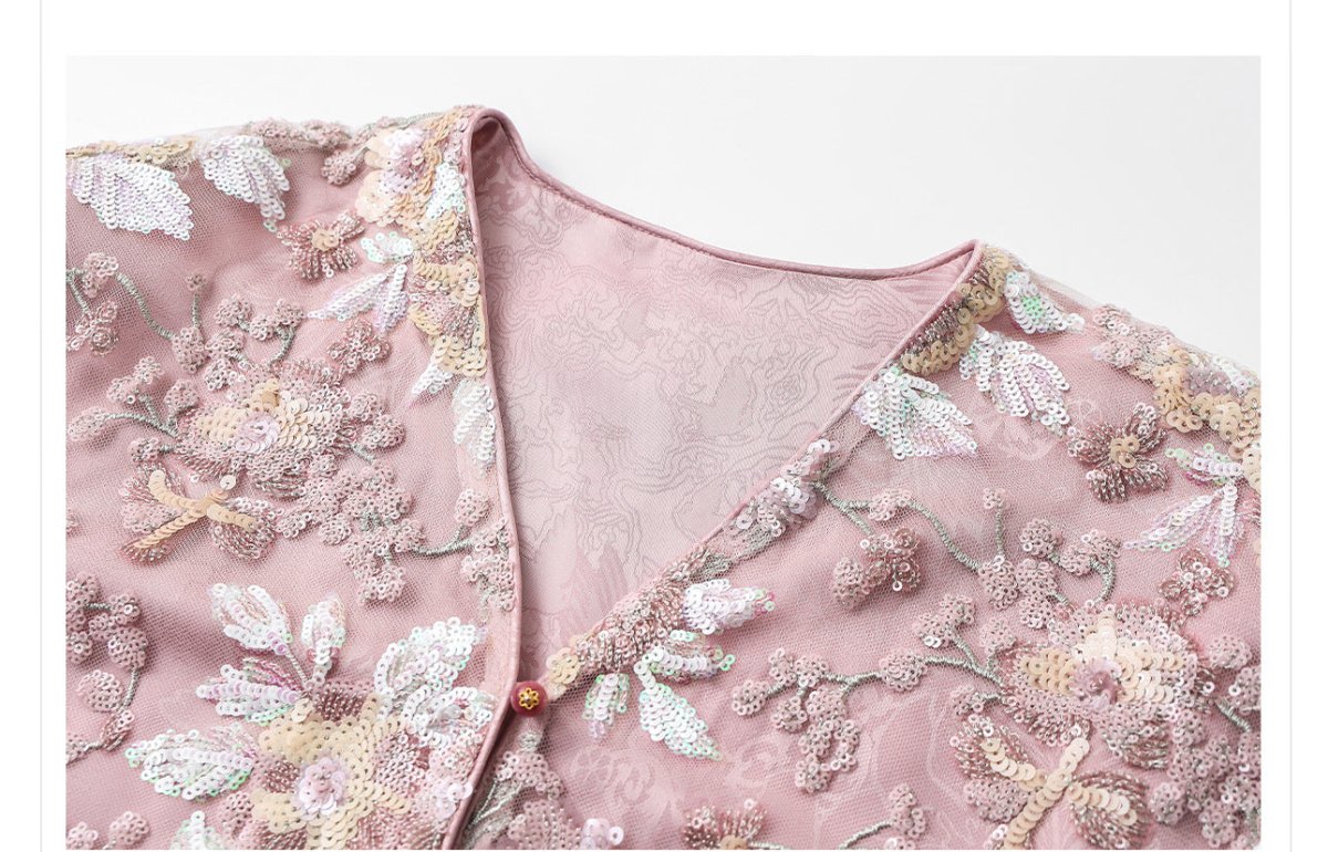 Luxury Embroidered Floral Jacket & Skirt Set(MS307) - Mariam's Collection