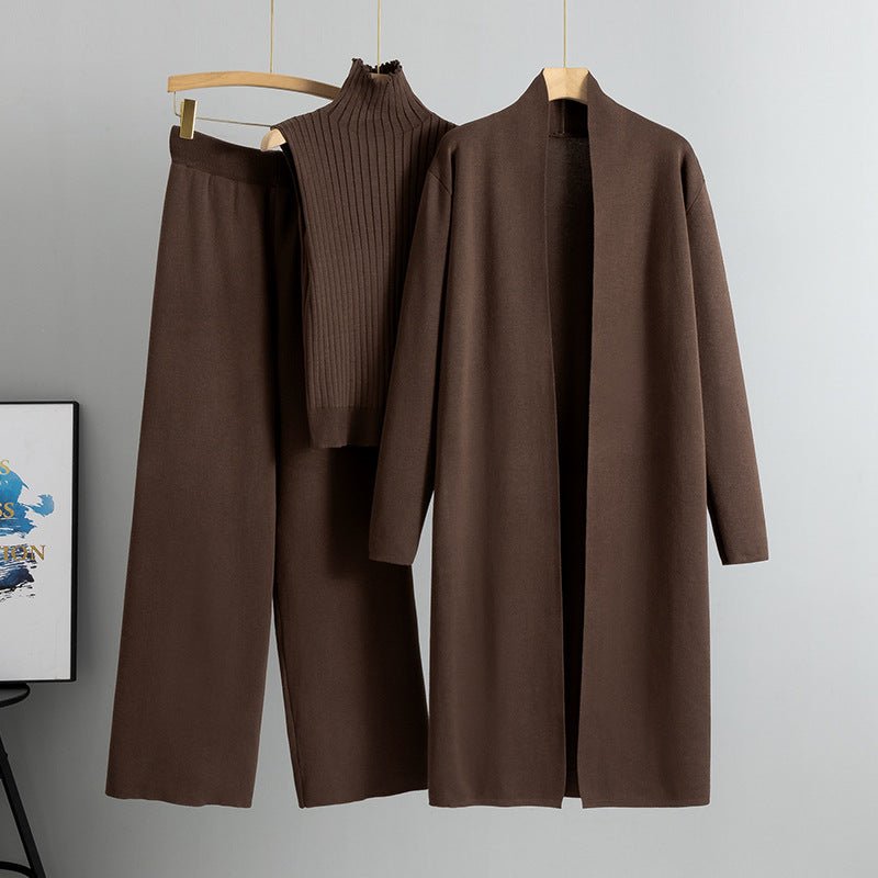 Luxury Knit Oversized Shawl Cardigan Three - Piece Set. (MS090) - Mariam's Collection