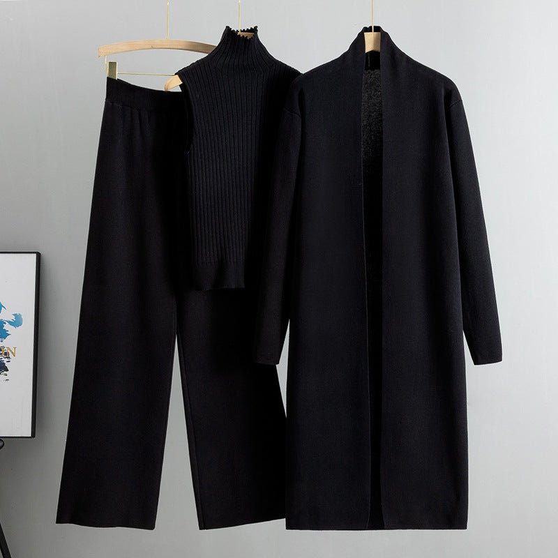 Luxury Knit Oversized Shawl Cardigan Three - Piece Set. (MS090) - Mariam's Collection