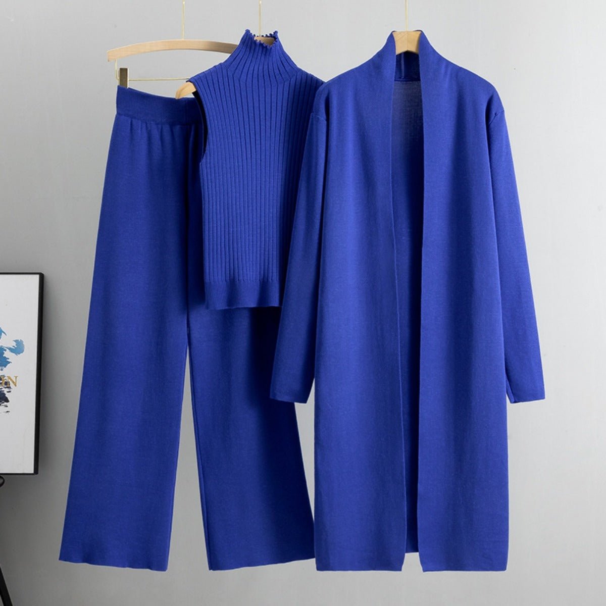 Luxury Knit Oversized Shawl Cardigan Three - Piece Set. (MS090) - Mariam's Collection