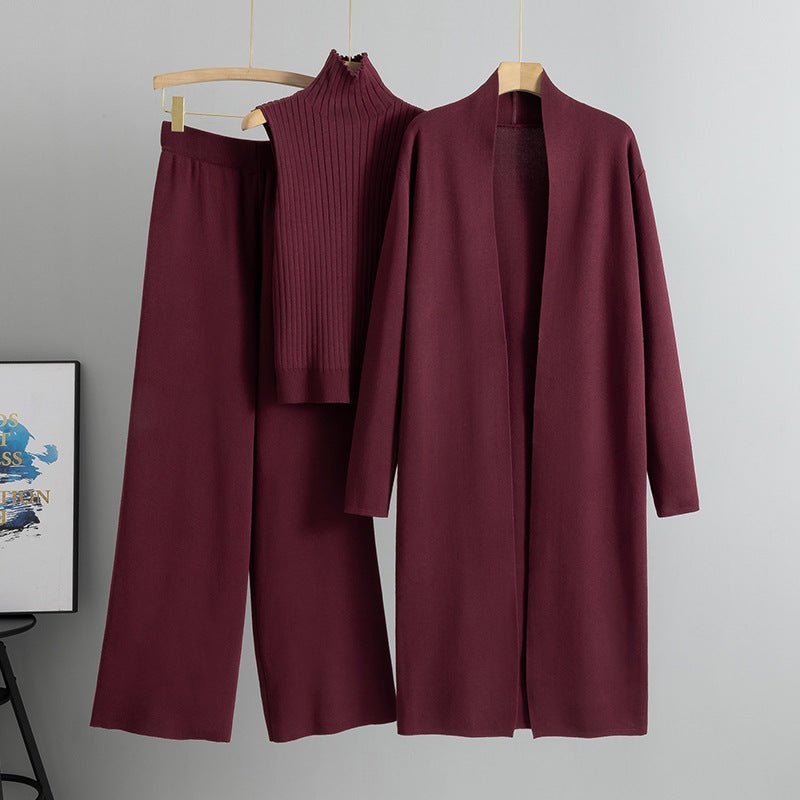 Luxury Knit Oversized Shawl Cardigan Three - Piece Set. (MS090) - Mariam's Collection