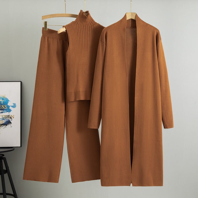 Luxury Knit Oversized Shawl Cardigan Three - Piece Set. (MS090) - Mariam's Collection