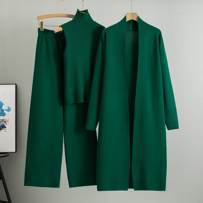 Luxury Knit Oversized Shawl Cardigan Three - Piece Set. (MS090) - Mariam's Collection