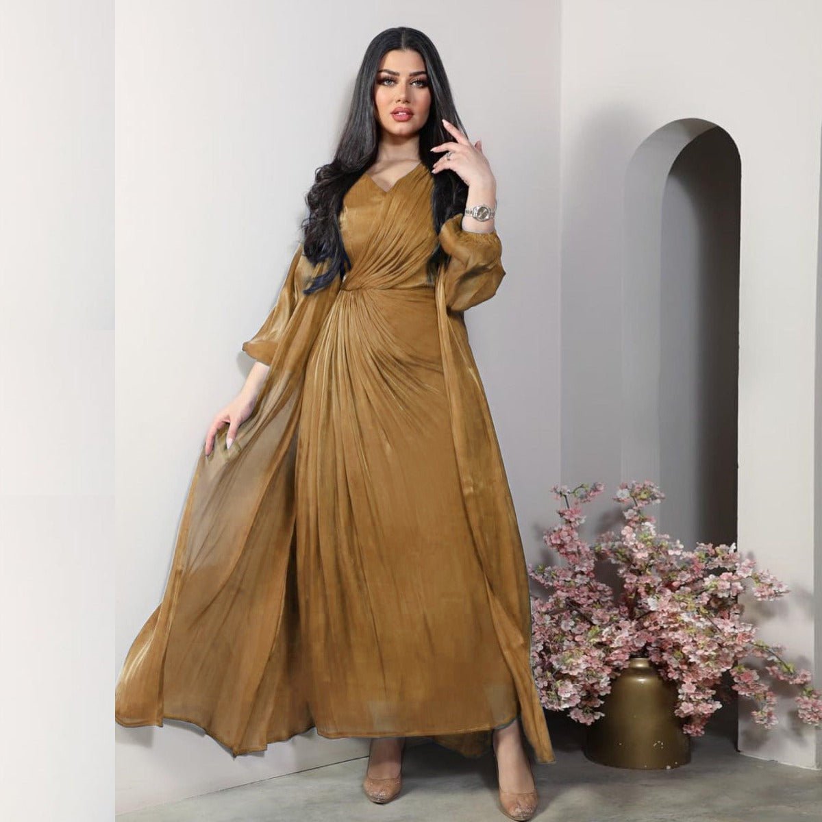 Luxury Modest Fashion Celestial Silk Abaya Set(MOA203) - Mariam's Collection