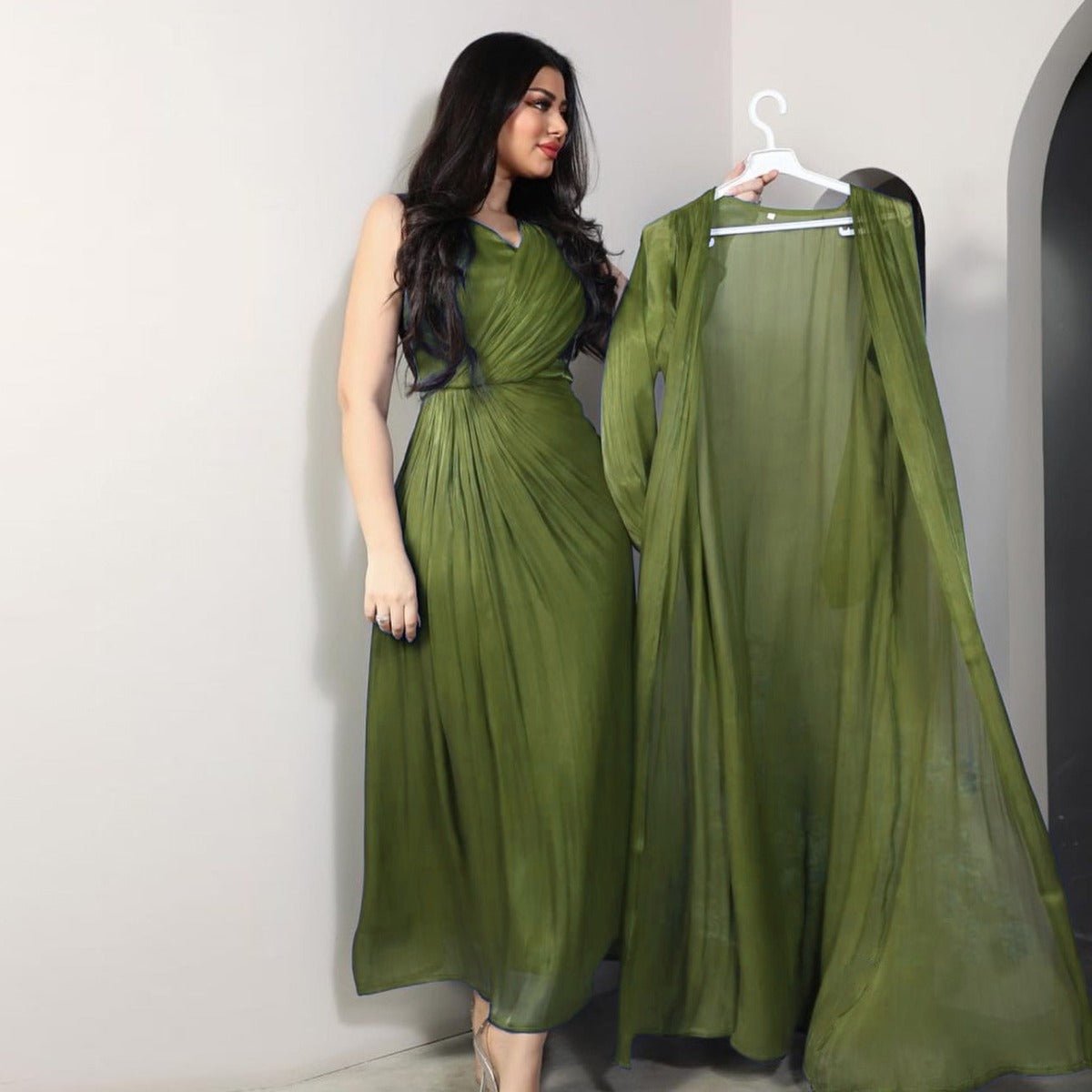 Luxury Modest Fashion Celestial Silk Abaya Set(MOA203) - Mariam's Collection