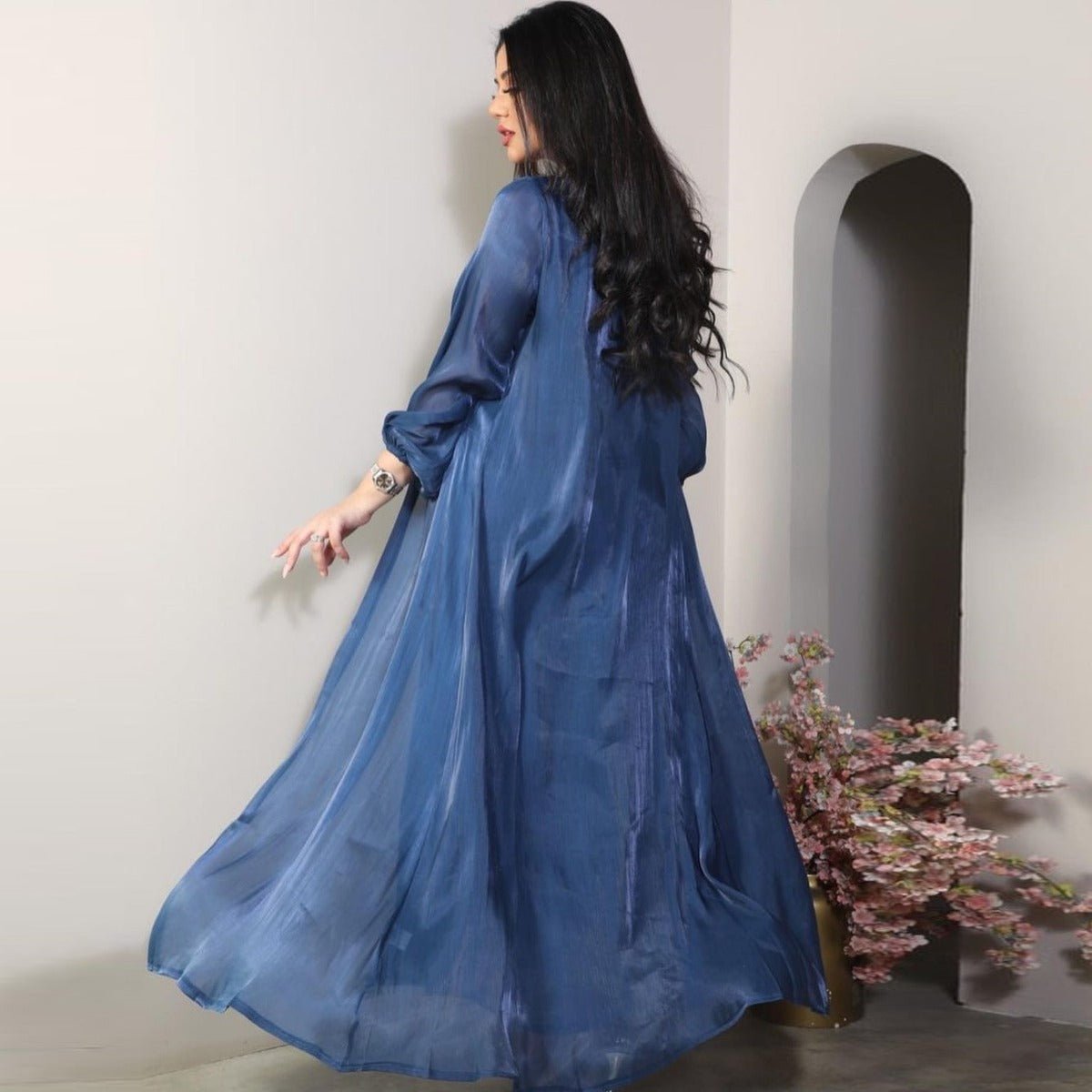 Luxury Modest Fashion Celestial Silk Abaya Set(MOA203) - Mariam's Collection