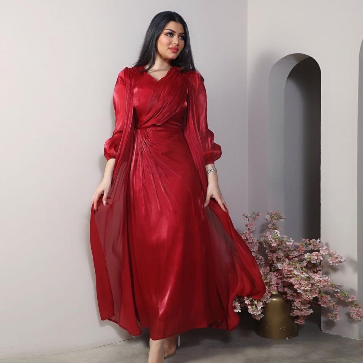 Luxury Modest Fashion Celestial Silk Abaya Set(MOA203) - Mariam's Collection
