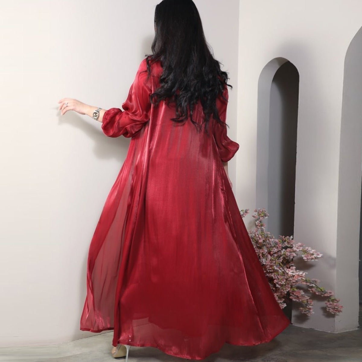 Luxury Modest Fashion Celestial Silk Abaya Set(MOA203) - Mariam's Collection