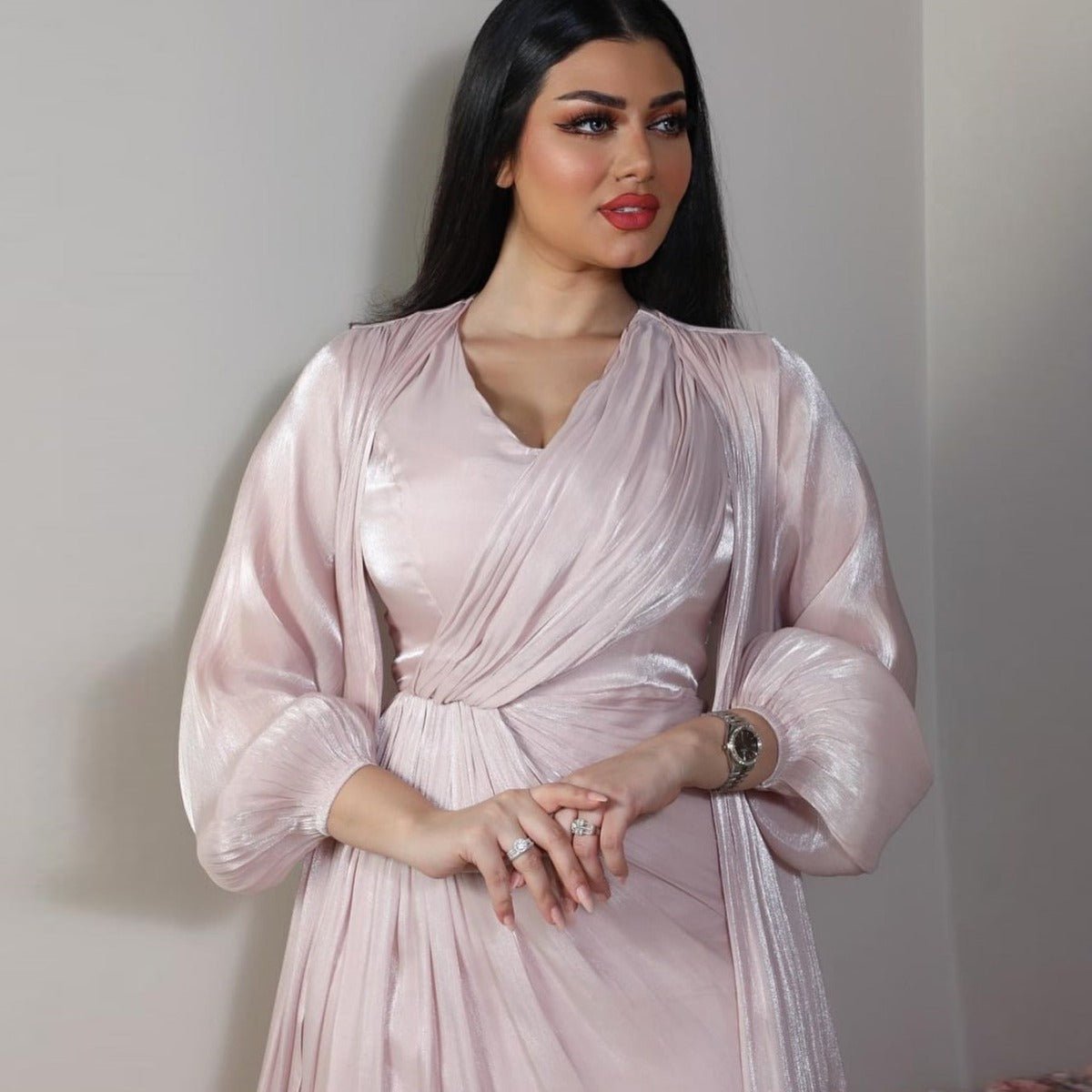 Luxury Modest Fashion Celestial Silk Abaya Set(MOA203) - Mariam's Collection