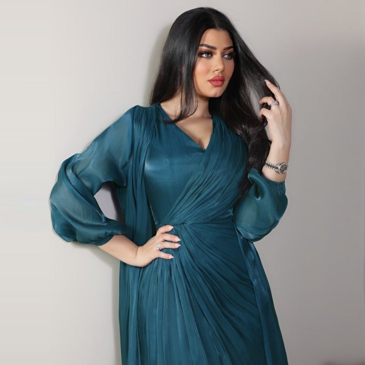 Luxury Modest Fashion Celestial Silk Abaya Set(MOA203) - Mariam's Collection