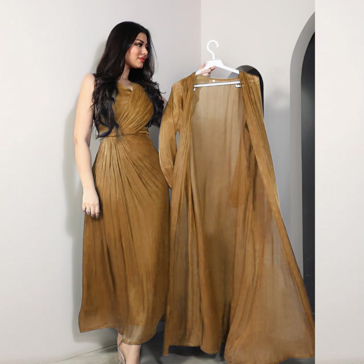 Luxury Modest Fashion Celestial Silk Abaya Set(MOA203) - Mariam's Collection