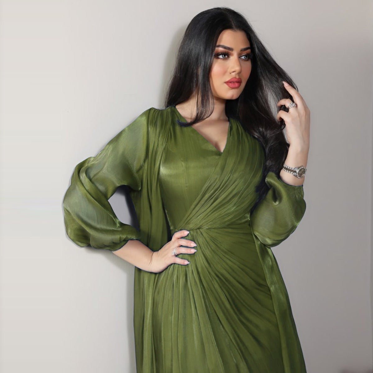 Luxury Modest Fashion Celestial Silk Abaya Set(MOA203) - Mariam's Collection